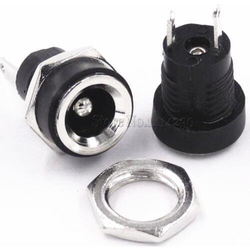 10Pcs 3A 12v for DC Power Supply Jack Socket Female Panel Mount Connector 5.5mm 2.5mm Plug Adapter 2 Terminal types 5.5*2.5