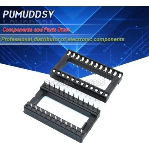 10PCS DIP-24 Wide body Square Hole 24 Pins 2.54MM DIP24 IC Sockets Adaptor Solder Type IC Connector