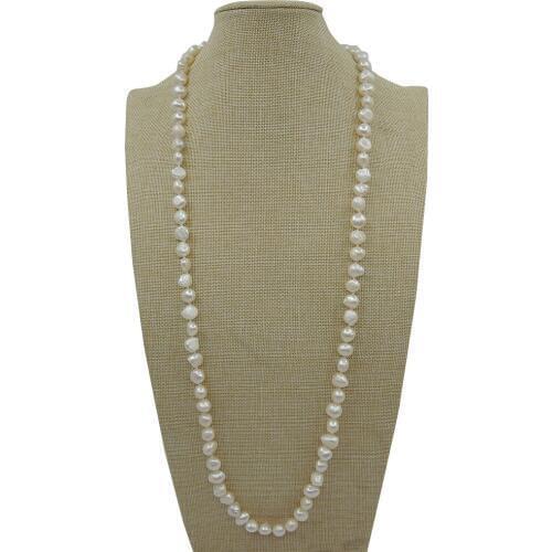 100% NATURE FRESHWATER PEARL 90 CM LONG NECKLACE-9-10 mm Baroque big shape