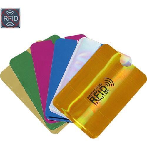 100pcs Aluminium Anti Rfid Wallet Blocking Reader Lock Bank Card Holder Id Bank Card Case Metal Credit NFC Holder 6.3*9.1cm