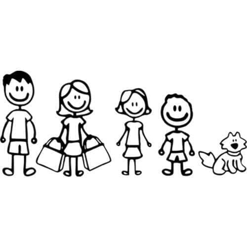 18.5*8CM Fashion We Are FAMILY Car Sticker Cartoon Motorcycle Vinyl Decals Black/Silver C7-1176