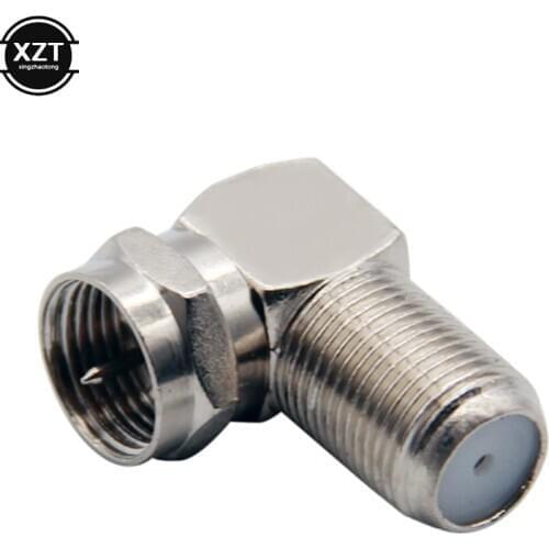 2pcs 90 Degree TV Aerial Antenna Plug Right Angled RF Socket Coaxial F male to Female Aluminium Cable