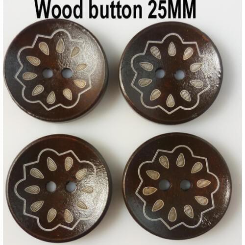 20PCS 25MM Deep coffee wooden carving buttons flower coat butterfly button garment boots sewing clothes accessory MCB-157h