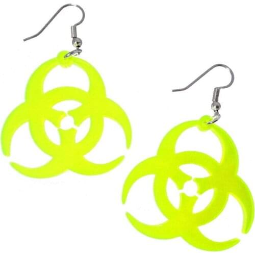 2021 NEW Iridescent Acrylic Biohazard Symbol Pendant Dangle Earrings