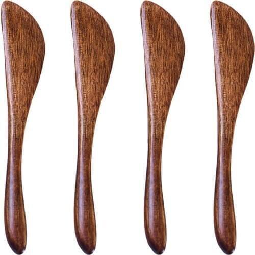 4pcs Wooden Butter Knives Cheese Spreader Jam Knives Cake Knives Kitchen Tool