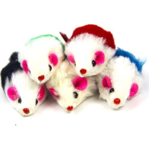 5Pcs/lot Two-color Rabbit Fur False Mouse Pet Cat Toys Mini Funny Playing Toys For Cats Miniature Toys With Rustling