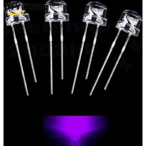 50 Pcs /500 Pcs Cappello di Paglia 5 Mm Led Viola Uv Led Diodo Ad Emissione Luminosa di Elettronica Fai da Te