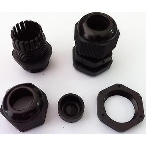 50pcs PG9 PG09 Waterproof Connector Gland Dia. 4-8mm Cable Black
