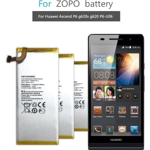 Battery For Huawei Ascend P6 P6-U06 P6-c00 P6-T00/ Ascend G6 G620 G621 G620s G630 Mobile Phone Batery 2050mAh HB3742A0EBC
