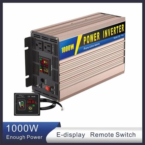 1000W Car/Solar Off-grid Inverter Sine Wave Output 12/24/48V European/UK/US Plug
