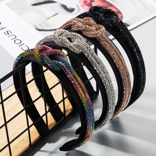 Colorful Rhinestones Headbands For Women Crystal Hair Accessories Pearl Headband for Girls Crown Flower Hairbands Head Wrap