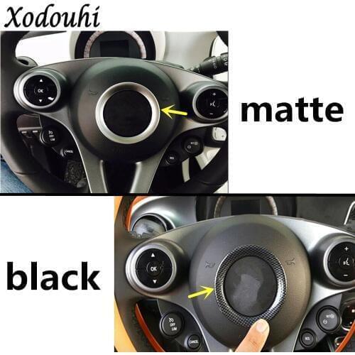 For Benz smart fortwo 2015 2016 2017 2018 car Detector Stick cover ABS Chrome Steering Wheel Interior Kit Trim Frame 1pcs