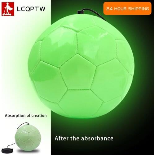 Football Training Fluorescence Ball Kick Soccer Ball TPU Size 2 Rope Touch Solo Kickwith String Beginner Trainer Practice Belt