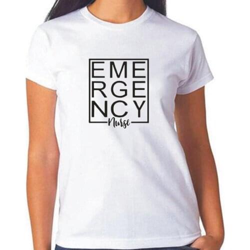 Emergency Nurse Square Print Women Tshirt Cotton Hipster Tee Shirt Femme Summer Short Sleeve T Shirt Women Tops Camiseta Mujer