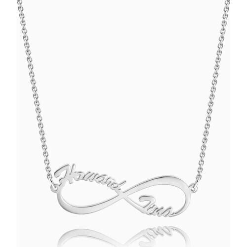 Custom Name Silver Necklace Personalized Infinity Love Engraved Name 925 Sterling Silver Necklaces Pendants Jewelry Best Gift