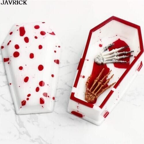 Crystal Epoxy Resin Molds Halloween Coffin Storage Box Mirror Silicone Mould DIY Crafts Decoration Jewelry Case Making Tools