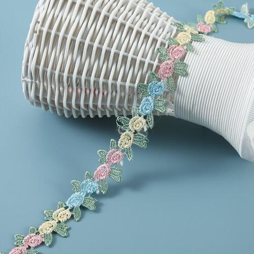 2Yards 2.7cm Polyester Flower Embroidered Lace Trim Lace Ribbon Handmade DIY Sewing Craft Fabric Apparel Accessories