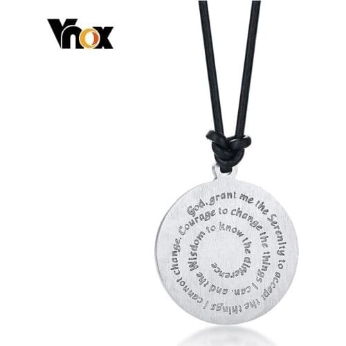 Vnox God Prayer Necklace for Men Woman Stainless Steel Faith Jewelry Free Leather Rope Chain 20"