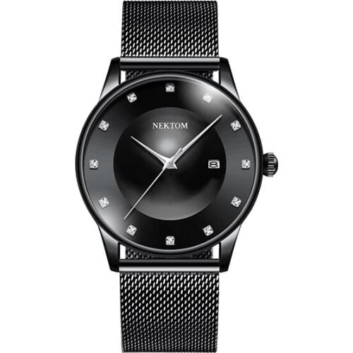 NEKTOM 8203 Marke Uhren Herren Quarz Stahl Mesh Wasserdichte Business Armbanduhr Mode Uhr Klassisch Armbanduhr Geschenk