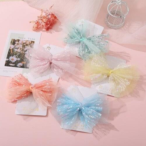 New Girls Cute Princess Chiffon Bow Hairpins Kids Cartoon Sweet Headband Hair Ornament Clips Barrettes Fashion Hair Accessories