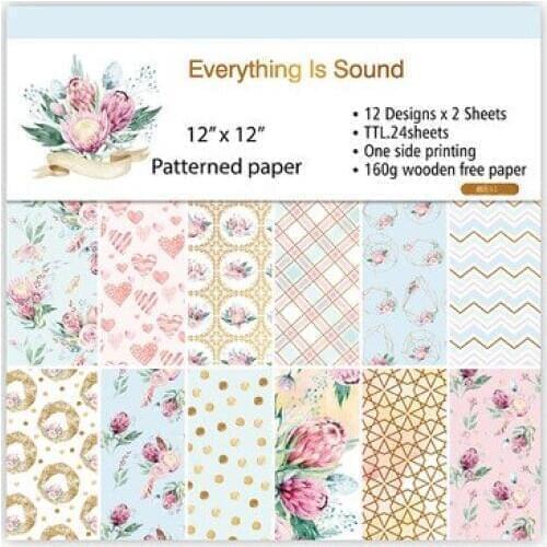 New 12 inch Everything Is Sound patterns handmade background paper Scrapbook Paper 24sheets,DIY Origami Craft Art home deco
