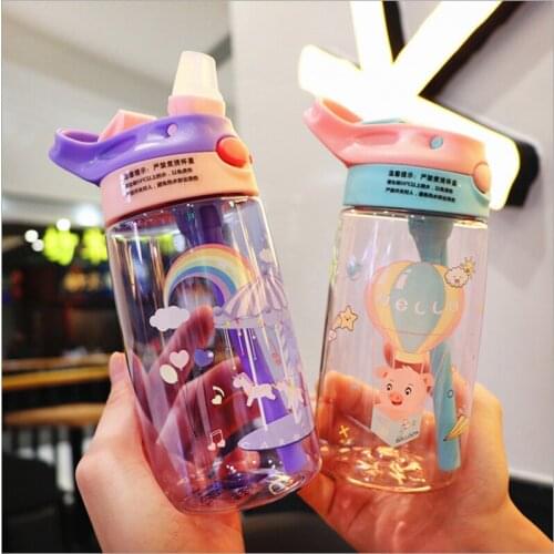 New Style 480ML Duckbill Straw Cup Water Bottle Drop-proof and Leak-proof Plastic with Lock Buckle Summer Children Mugs