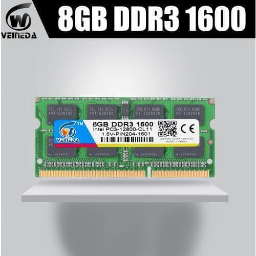 VEINEDA Memoria ram DDR3 8gb ram memoria ddr3 1333Mhz For all Intel AMD Sodimm compatible 1066,1600MHZ ddr3 8gb pc3-12800 204pin
