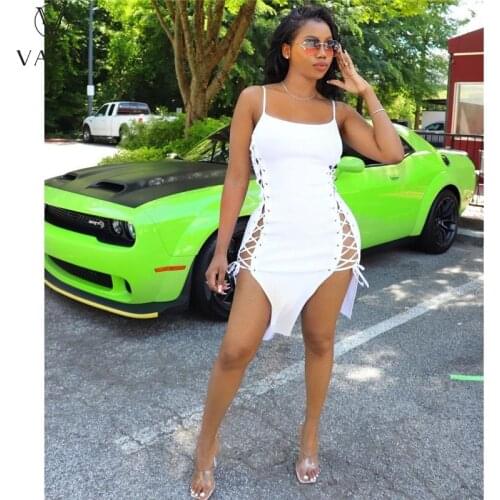 VAZN 2021 Hot Popular Irregular Vintage Sleeveless Dress Casual Free Daily Young Cocktail Chiffon Slim Young Women Mini Dress