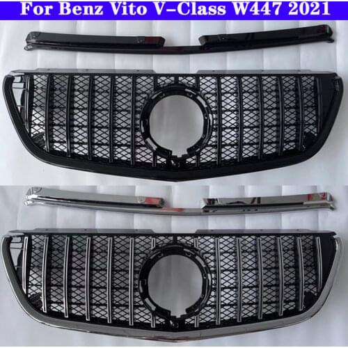 Auto Car Styling Middle Grille For Mercedes-Benz Vito V-Class W447 V250 V260 ABS plastic Front GT Bumper Grill Vertical Bar 2021