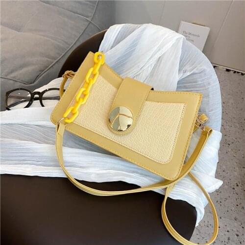 2021 New Female PU Leather Chain Mobile Phone Shoulder Bags Simple Small Square Bag Womens Luxury Designer Handbags