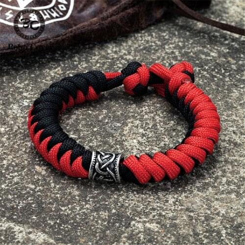 Norse Vikings Survival Bracelets Women Tibetan Buddhist Prayer Paracord Rope Wristband Mens Amulet Handmade Knots Lover Jewelry
