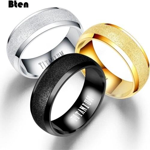 Bten High Quality Colorful Ring Mens Charm Stainless Steel Matte Ring Female Fashion Wedding Jewelry Gift