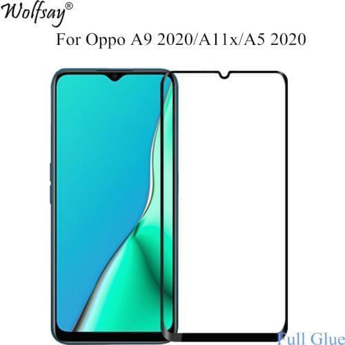 1PCS Full Glue Screen Protector OPPO A9 2020 Tempered Glass OPPO A5 2020 Full Cover for OPPO A9 2020/A11X 9H 2.5D Premium Film