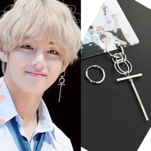 Punk Korean Bangtan Boy Earrings Long V DNA Stud Earring For Women Men Kpop Jewelrys Accessories kolczyki