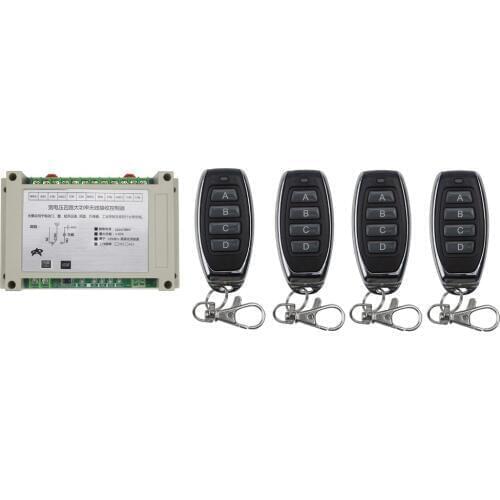 110V 220V 380V 4CH 30A RF Wireless Remote Control Relay Switch Security System Garage Doors Gate Electric Doors +4* remote