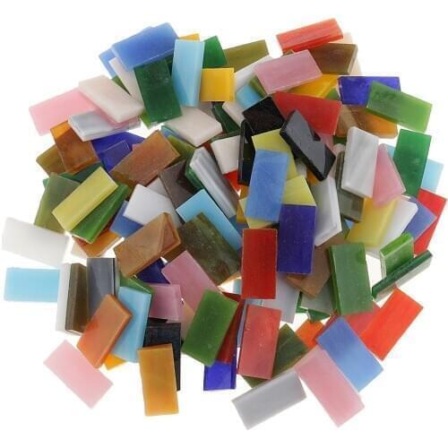 150 Pieces Beautiful Unique Design Colorful Rectangle Glass Pieces Mosaic Tiles Tessera For Craft 10x20mm