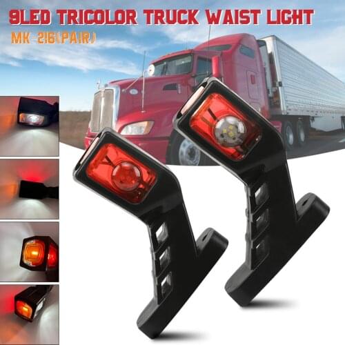 2PCS Trailer 9 LED Side Marker Lighting Outline Marker Lamp Van Truck LED Lights Neon Stalk Side Marker Light for Trailer 12-24V