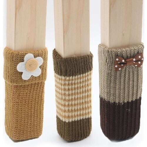 4pcs/set Anti-slip Table Chair Legs Sock Floor Protection Knitting Cloth Socks Home Party Decoration Furniture Feet Sleeve Cover