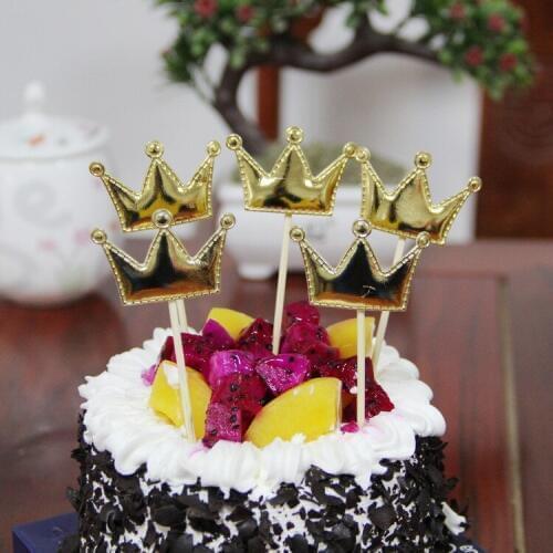 5pcs Crown lovely heart star cake topper For Birthday Cupcake Flag Baby Shower Party Wedding Cupcake Decoration Supplies