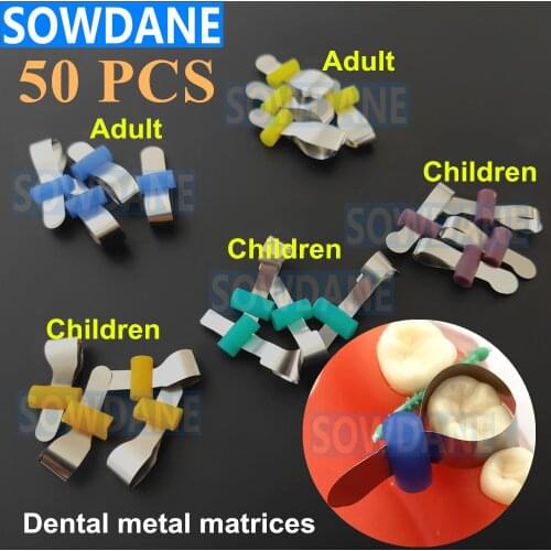 50pcs Dental Sectional contoured Matrices Metal Matrix Bands Retainerless Automatrix with Locker Matrix Matrices