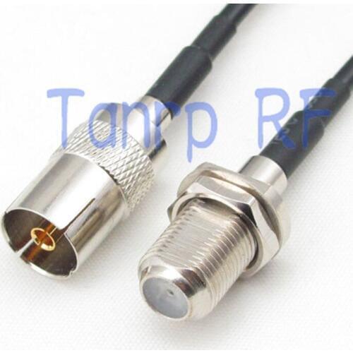 6in TV female jack to F female jack RF connector adapter 15CM Pigtail coaxial jumper RG174 extension cable
