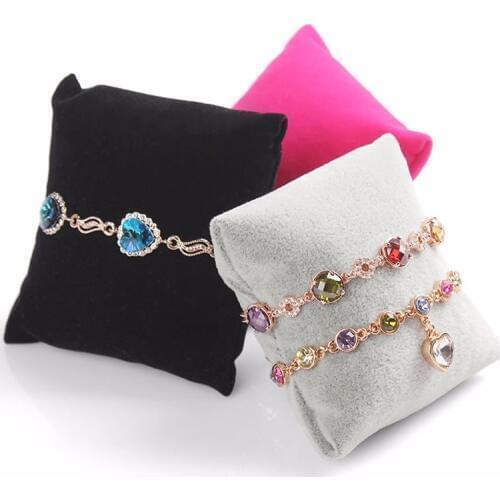 Velvet Pillow Holder Bracelet Bangle Watch Chain grey Jewelry Display Stand Organizer