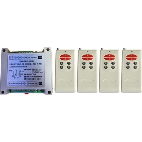 AC220V 6CH 10A RF Wireless Remote Control Relay Switch Security System Garage Doors Gate Electric Doors lamp/ window