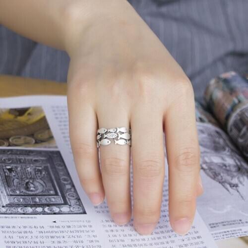 Bohemian Charm Boho Fish Rings For Women Lover Wedding Bridal Valentines Gifts Men Open Retro Antique Rings