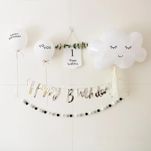 Baby Birthday Banner Flag Layout Bunting Garland Baby Shower Boy Girl First Happy Birthday Balloon Party Decorations Photo Props