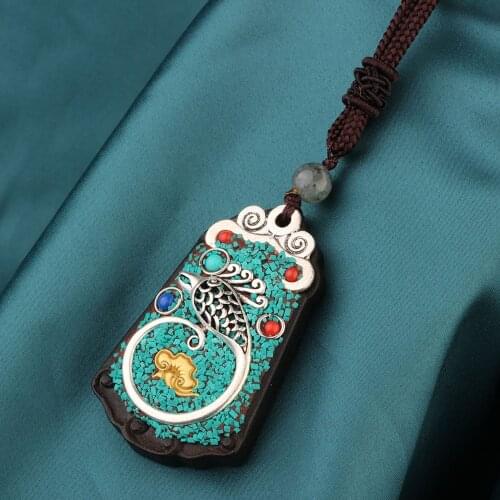 Ethnic Nepal Lucky Birds necklace vintage jewelry ,Ebony pendant sweater pendants Necklace for womens