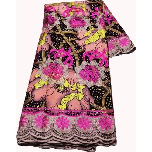 Hot sale embroidery Guipure lace wax materials Nigerian wax prints fabric African with chemical cord lace for dress sewing women