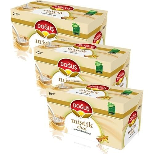 PERFECT WITH ITS WONDERFUL DRINK Dogus Herbal Tea Glass Bag - Mystic Chai - 20 Pieces Set of 3 FREE SHİPPİNG