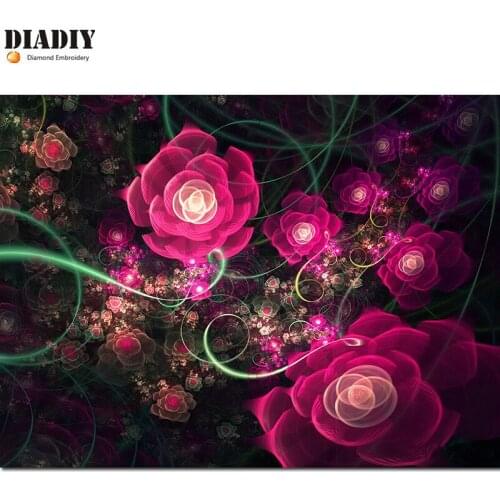 Full Square & round drill 5D DIY Diamond embroidery Purple fantasy flower Diamond Painting Cross Stitch Rhinestone Mosaic decor