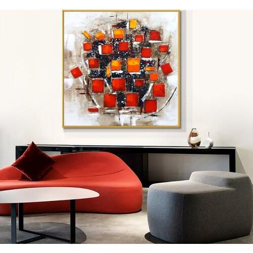 3D Abstract Coloful Geometric 100% Hand Painted Oil Painting On Canvas Minimalist Modern Wall Art Painting Poster For Home Decor
